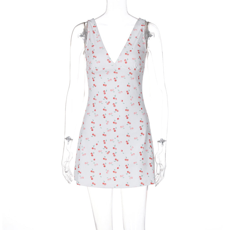 Damen Sommerliches Minikleid mit fröhlichem Kirschmuster Drune