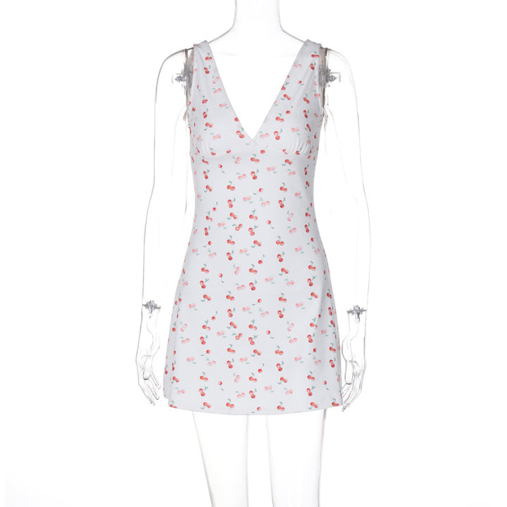 Damen Sommerliches Minikleid mit fröhlichem Kirschmuster Drune
