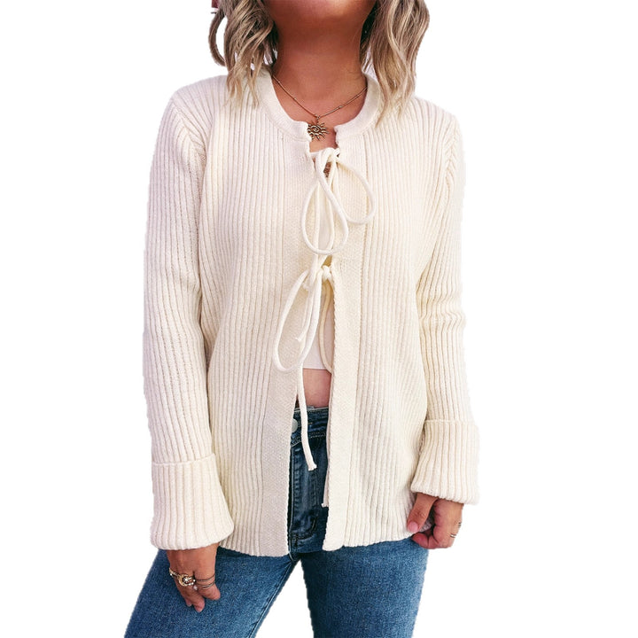 Damen Strickjacke mit dekorativem Schnürdesign und strukturiertem Material Drune