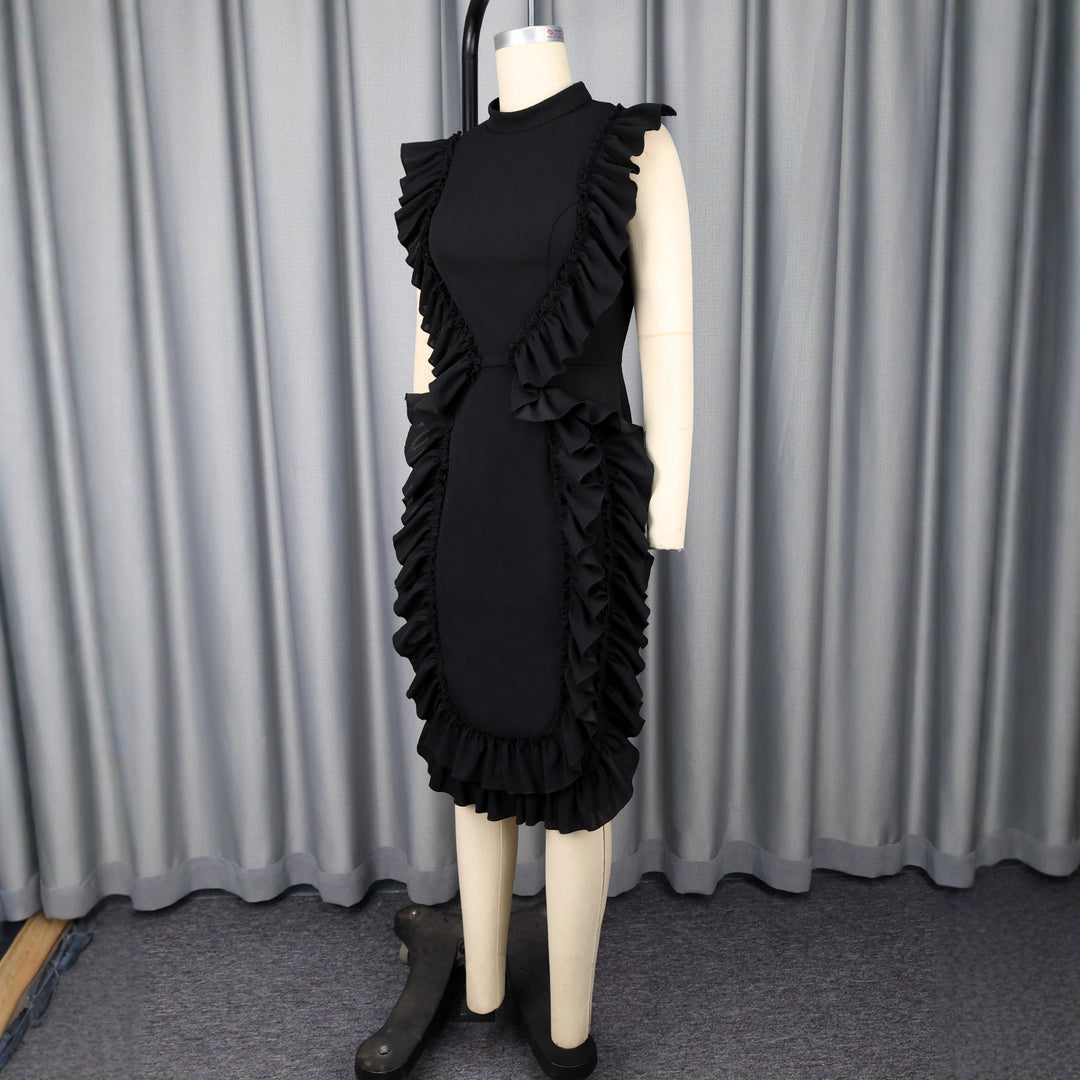 Damen figurbetontes Kleid mit Rüschendetails Drune