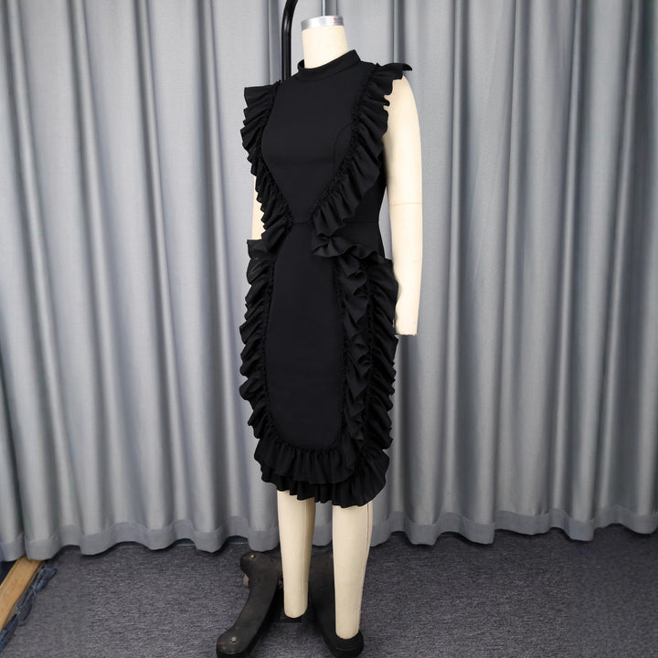 Damen figurbetontes Kleid mit Rüschendetails Drune