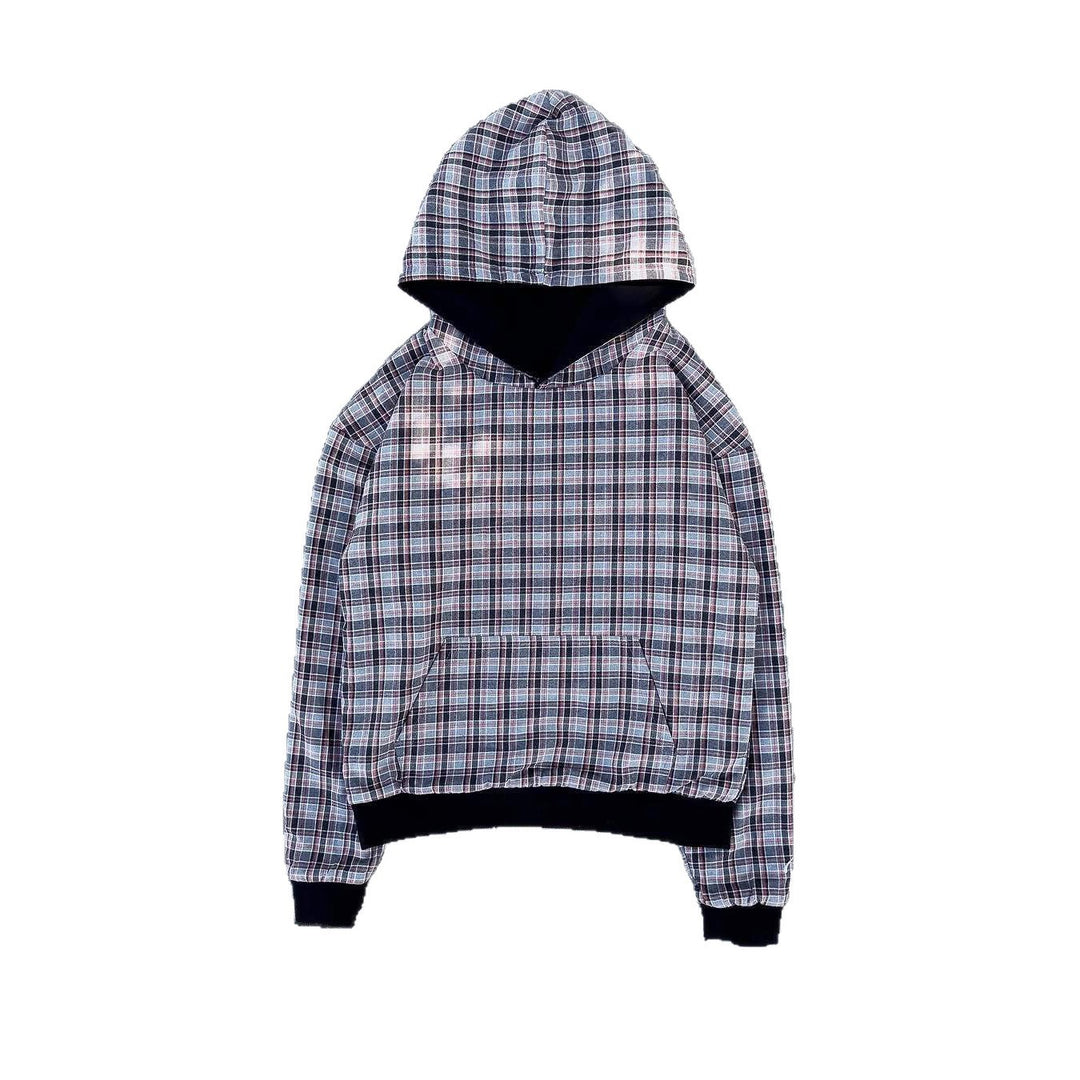 Damen bequemer Kapuzenpullover mit Karomuster Drune