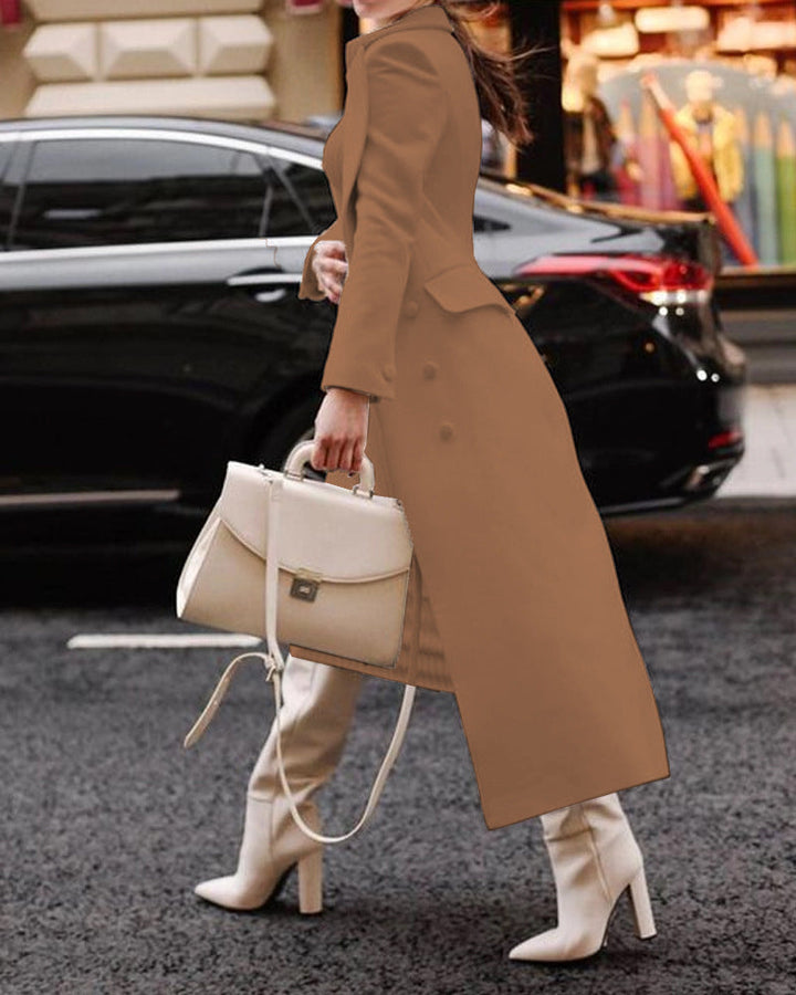 Drune | Langer Mantel - Taillierte Passform - Wollstruktur - Eleganter Kragen - Formeller Look