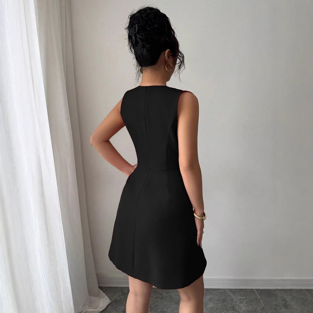 Damen Wickelkleid mit eleganter Silhouette und Knopfdetails Drune