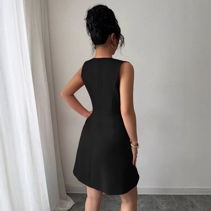 Damen Wickelkleid mit eleganter Silhouette und Knopfdetails Drune