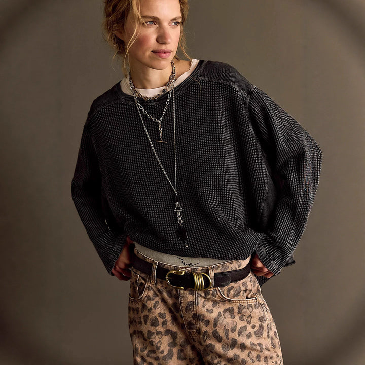Damen Lässiger Oversized Pullover mit strukturiertem Design und seitlichen Nähten Drune