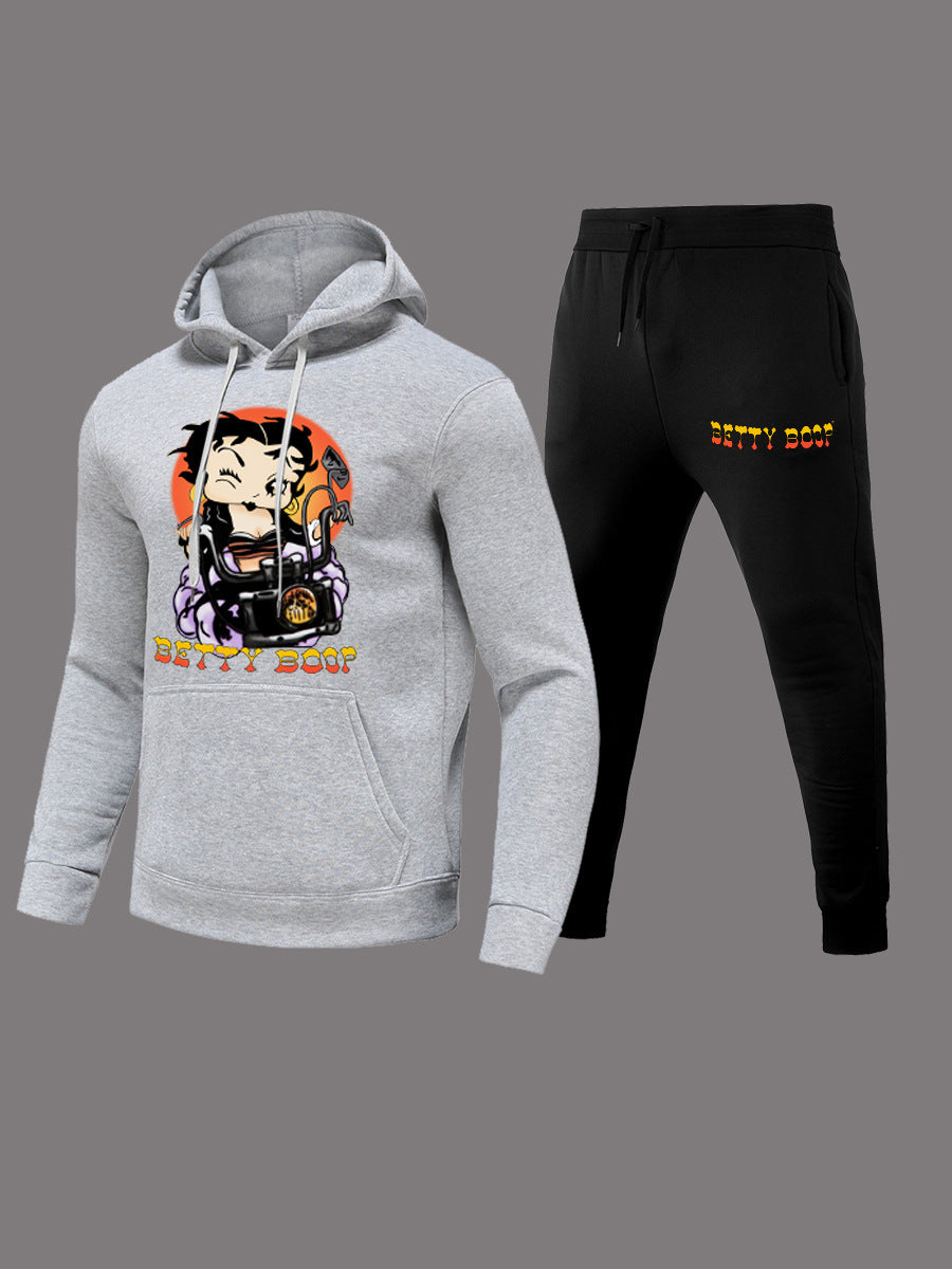 Damen Sportliches Hoodie- und Jogginghose-Set mit einzigartigem Grafikdesign Drune