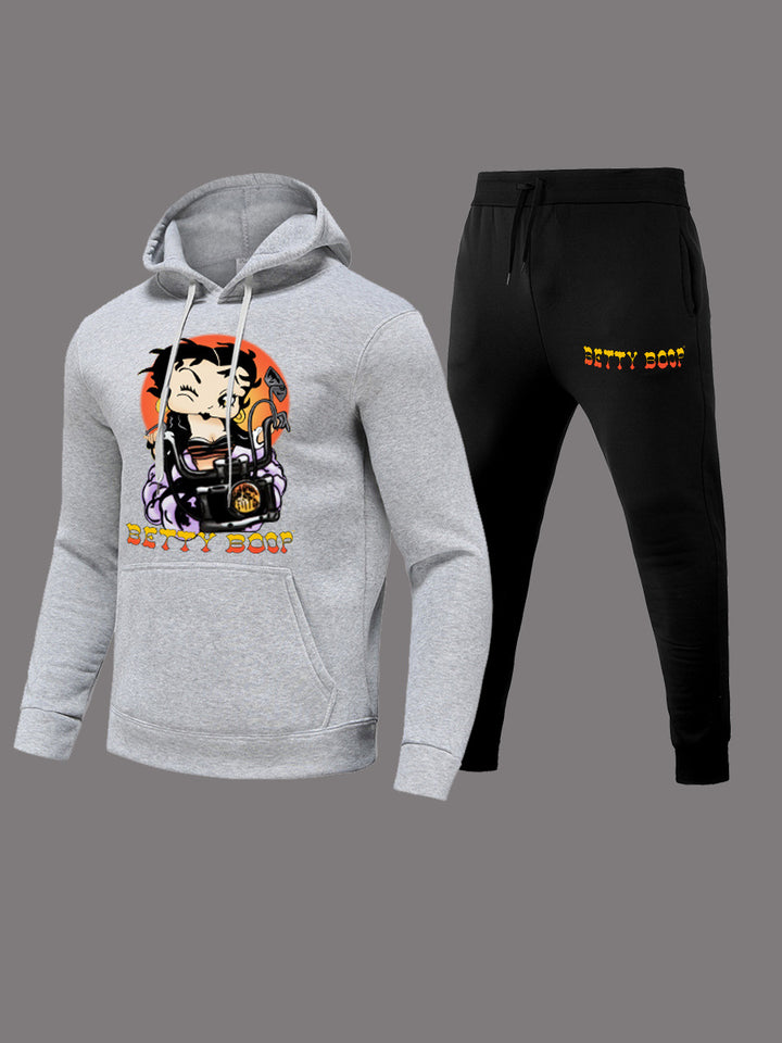 Damen Sportliches Hoodie- und Jogginghose-Set mit einzigartigem Grafikdesign Drune