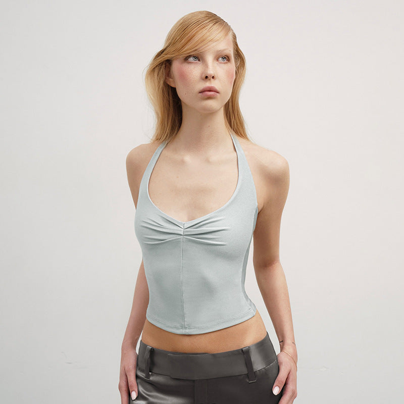 Damen Sportliches Crop-Top mit Halterträgern und figurbetontem Schnitt Drune