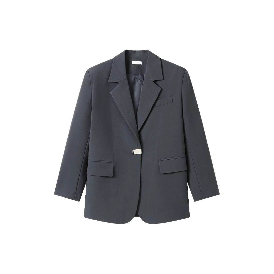 Damen modischer Oversize-Blazer mit elegantem Schnitt und dekorativem Schmuckelement Drune