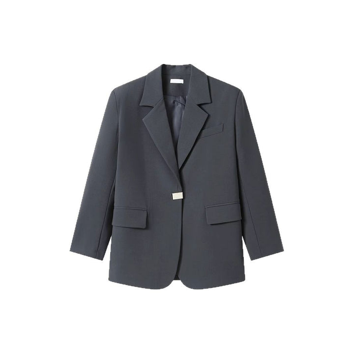 Damen modischer Oversize-Blazer mit elegantem Schnitt und dekorativem Schmuckelement Drune
