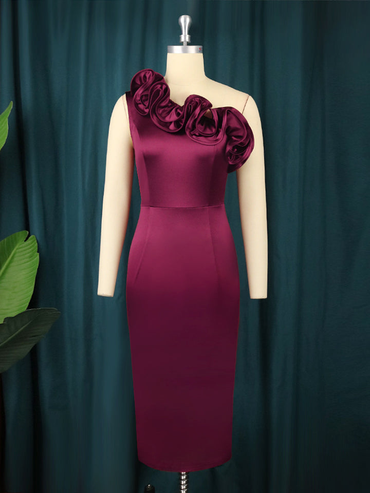 Damen Elegantes Cocktailkleid mit voluminösen Rüschen Drune