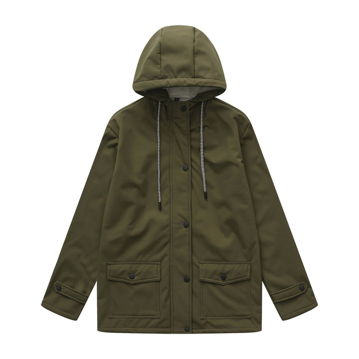 Damen wasserabweisende Outdoorjacke mit verstellbarem Kapuzenkragen Drune