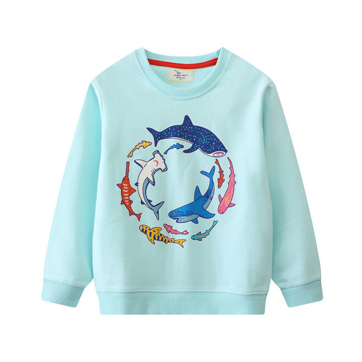 Jungen Sweatshirt mit farbenfrohem Haifisch-Motiv Drune