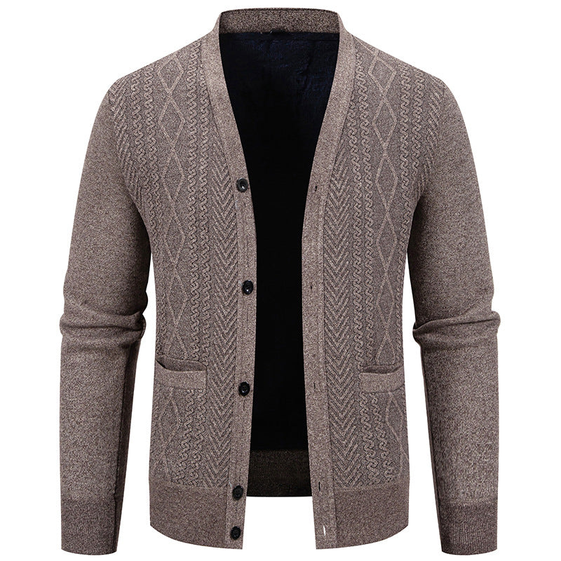 Herren klassische Strickjacke mit strukturiertem Design und praktischen Taschen Drune