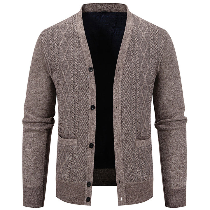 Herren klassische Strickjacke mit strukturiertem Design und praktischen Taschen Drune