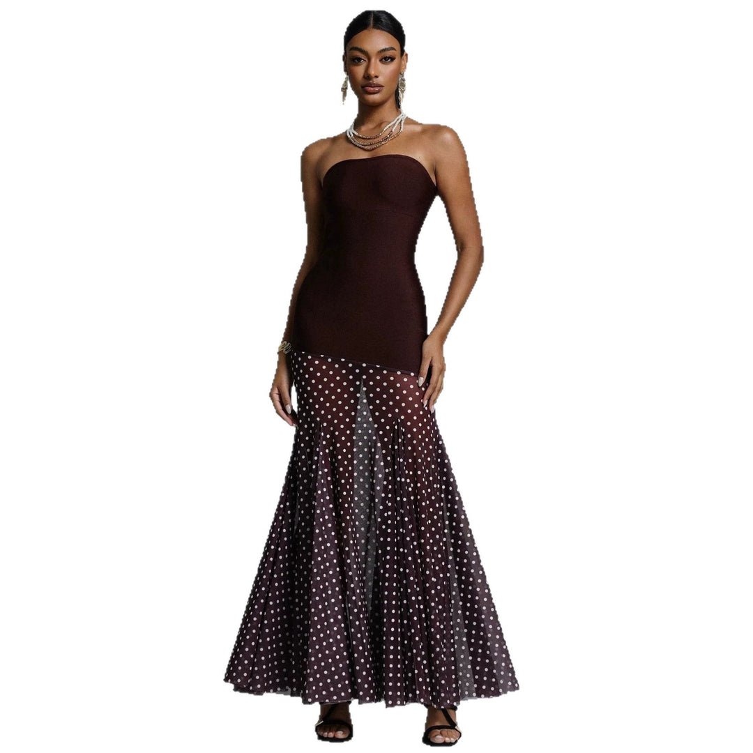Damen Elegantes Stretch-Top mit transparentem Rüschenrock Drune