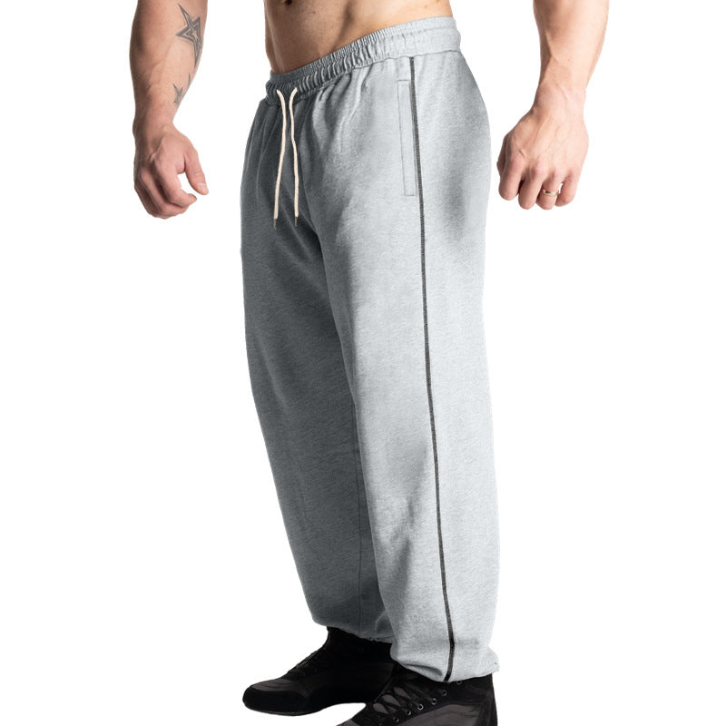 Herren nan weite Freizeit-Jogginghose mit elastischem Tunnelzugbund, dezentem Seitenstreifen und tiefen Eingrifftaschen Drune