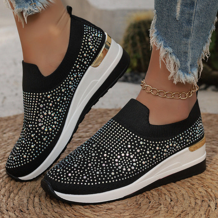 Damen Glitzernde Slip-On Sneakers mit bequemer und dämpfender Sohle Drune