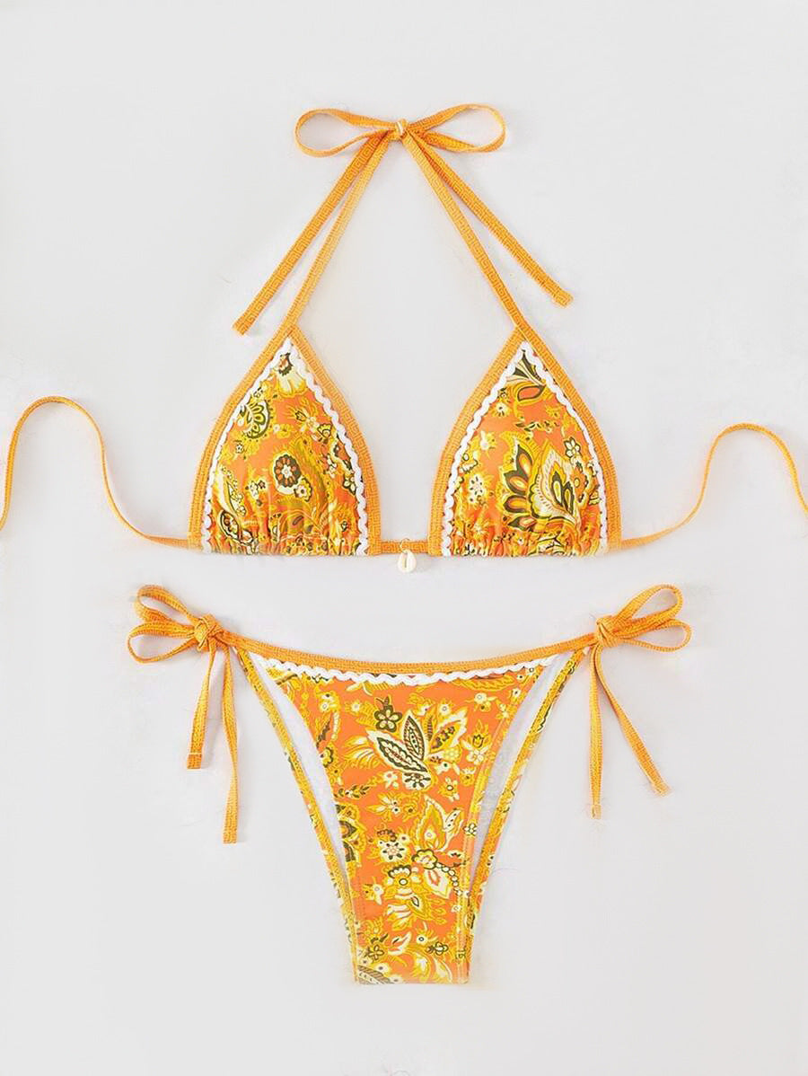 Damen Triangel-Bikini mit aufwendigem Floral-Design Drune