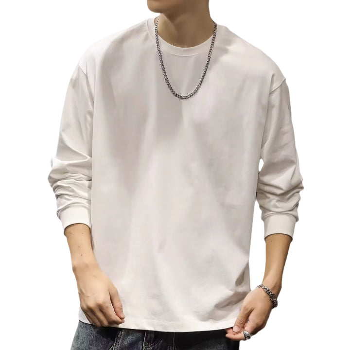 Herren lässiger Langarmshirt aus hochwertiger Baumwolle mit bequemer Passform Drune