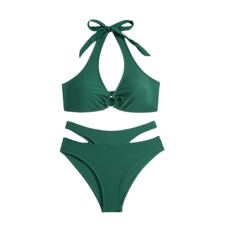 Damen Hoch geschnittenes Bikini-Set mit Knoten-Detail Drune