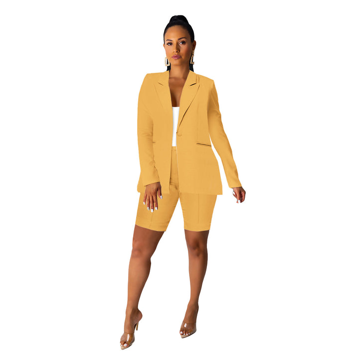Damen elegantes Blazer-Set mit kurzen Hosen und feinen Details Drune