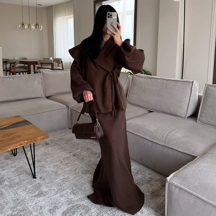 Damen eleganter Wickelkleid Drune
