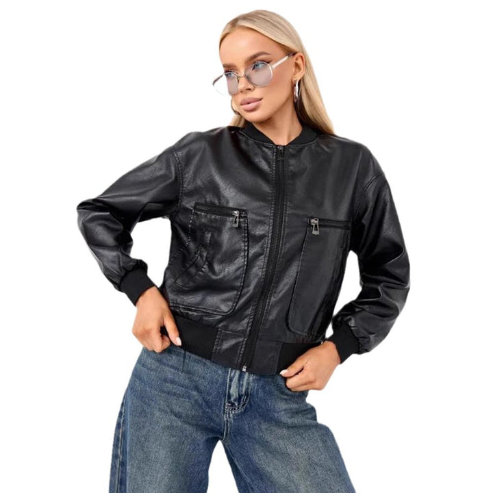 Damen modische Bikerjacke mit strukturiertem Design und praktischen Taschen Drune