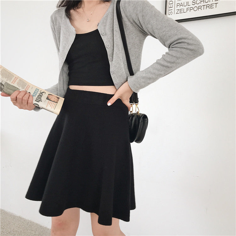 Damen Eleganter und lockerer Strickrock mit weitem Schnitt Drune