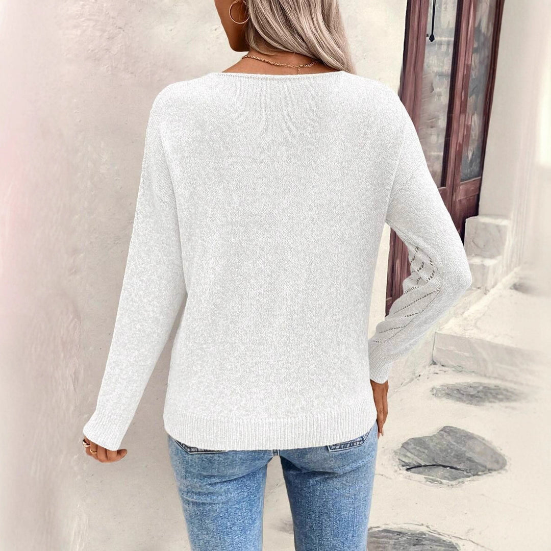 Damen Strickpullover mit leichtem Ajour-Muster und V-Ausschnitt Drune