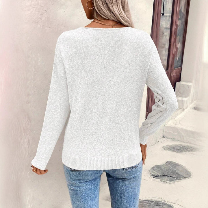 Damen Strickpullover mit leichtem Ajour-Muster und V-Ausschnitt Drune