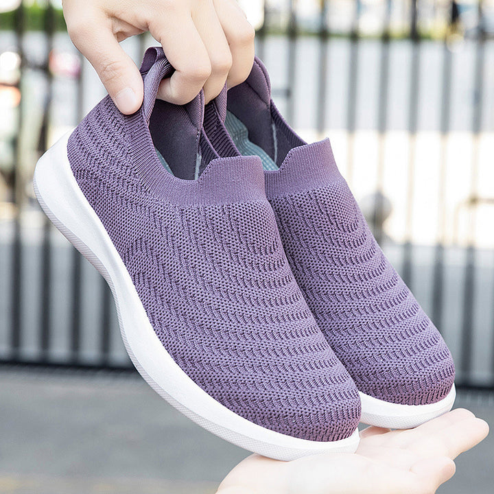 Damen nan Feinstrick-Ballerina-Sneaker mit elastischem Einstieg, gepolstertem Komfortfußbett und flexibler Leichtsohle Drune