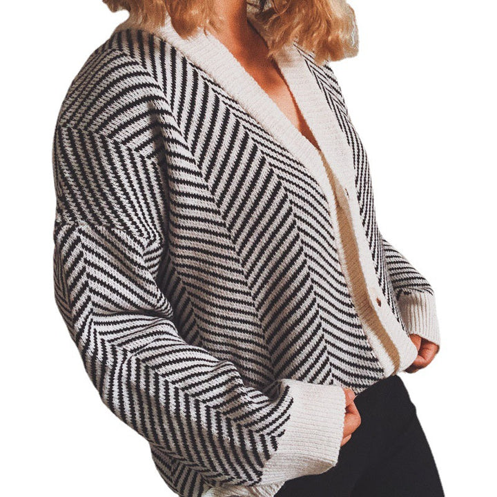 Damen Strickjacke mit modernem Zickzackmuster und kuscheligem Material Drune