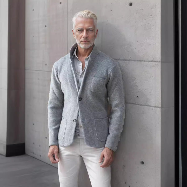 Herren modern geschnittener Strickmantel mit komfortablem Kragen und praktischen Taschen Drune