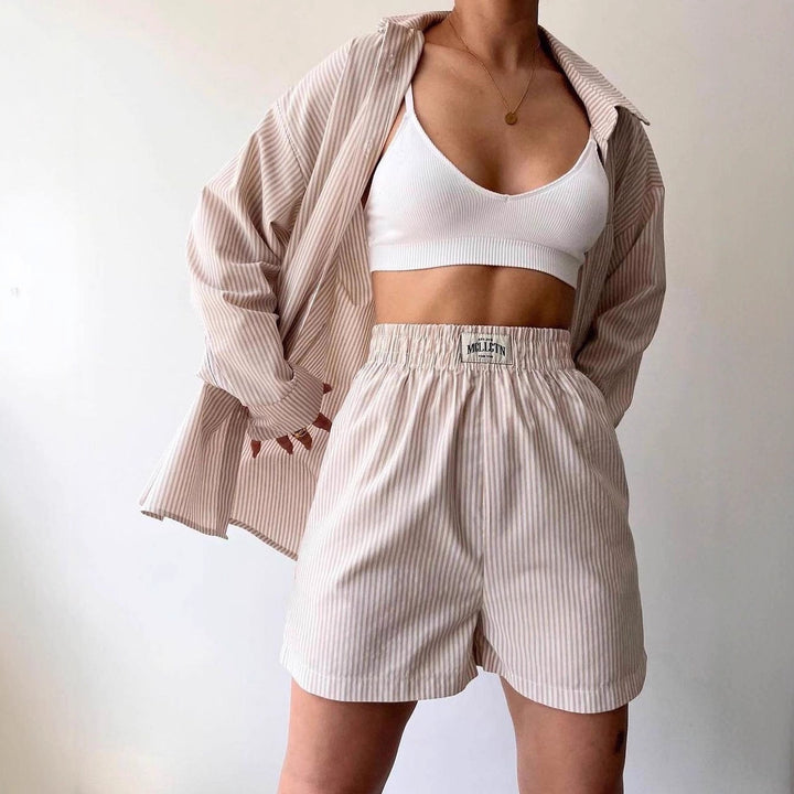 Damen komfortabler Kurzpyjama mit lockerer Passform Drune