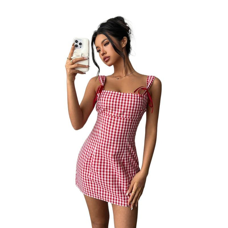 Damen Minikleid mit schickem V-Ausschnitt und dekorativem Rückenausschnitt Drune