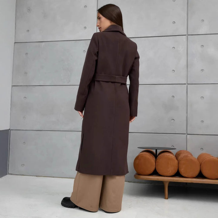 Damen Eleganter Wollmantel im doppelreihigen Design Drune