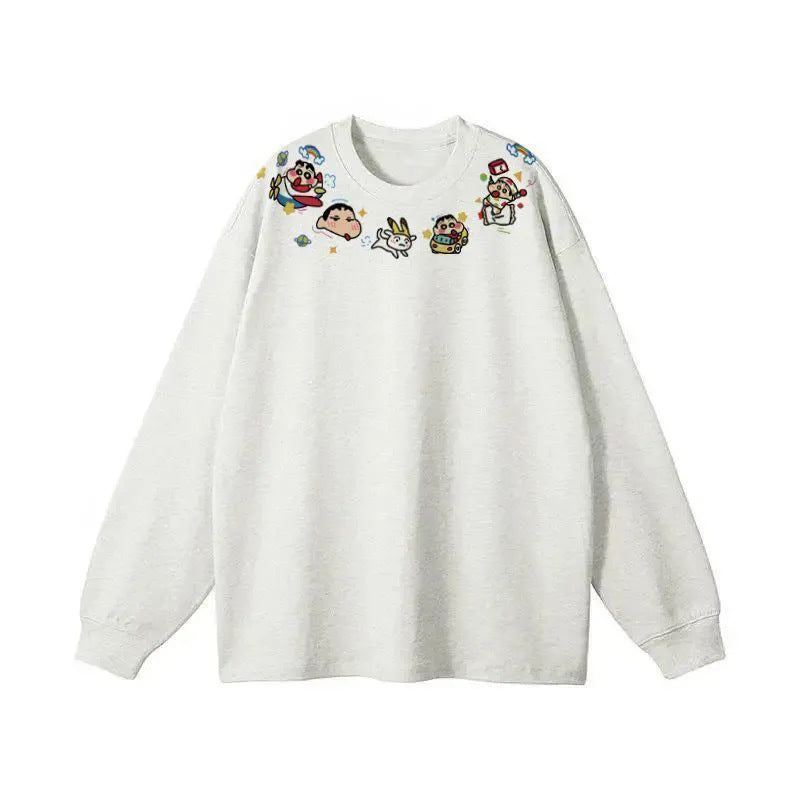 Damen Sweatshirt mit verspieltem Cartoon-Ausschnitt Drune