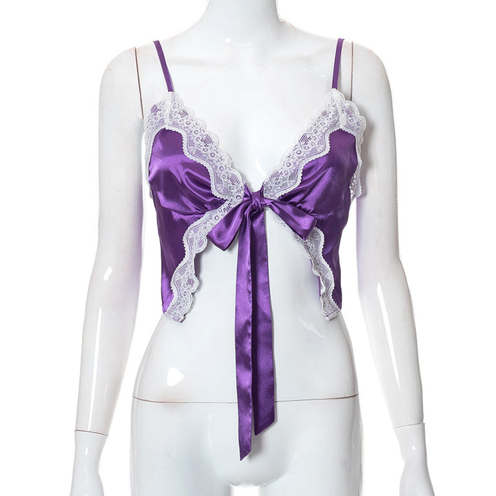 Damen Spitzen-lingerie Top mit Schleifen-Detail und verstellbaren Trägern Drune