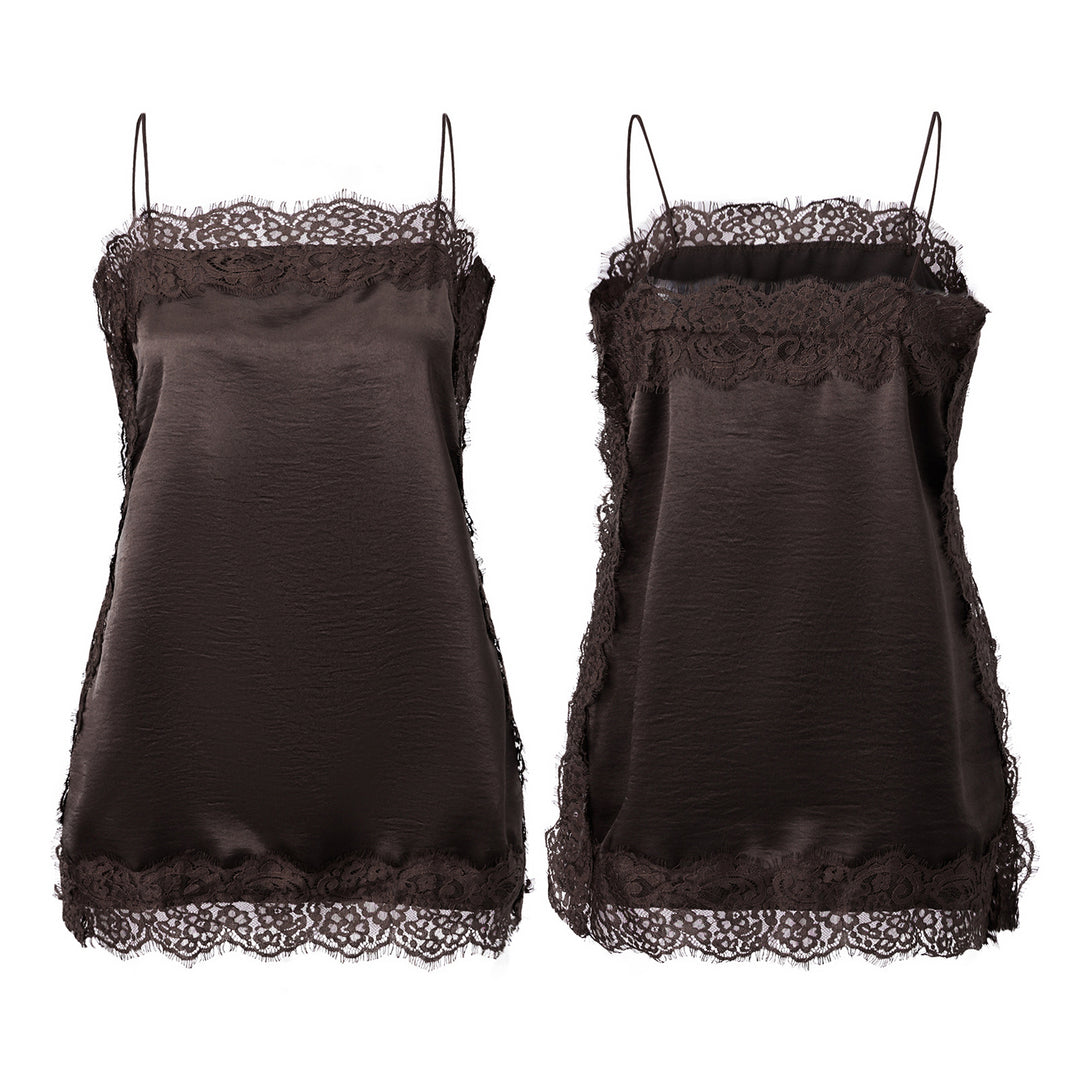 Damen Spitzentop mit zartem Saum Drune