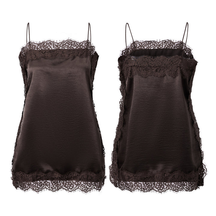 Damen Spitzentop mit zartem Saum Drune