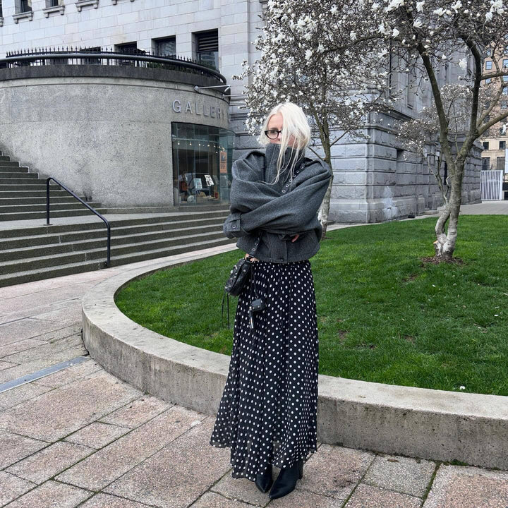 Damen Oversized Wolljacke mit hohen Kragen und praktischen Taschen Drune
