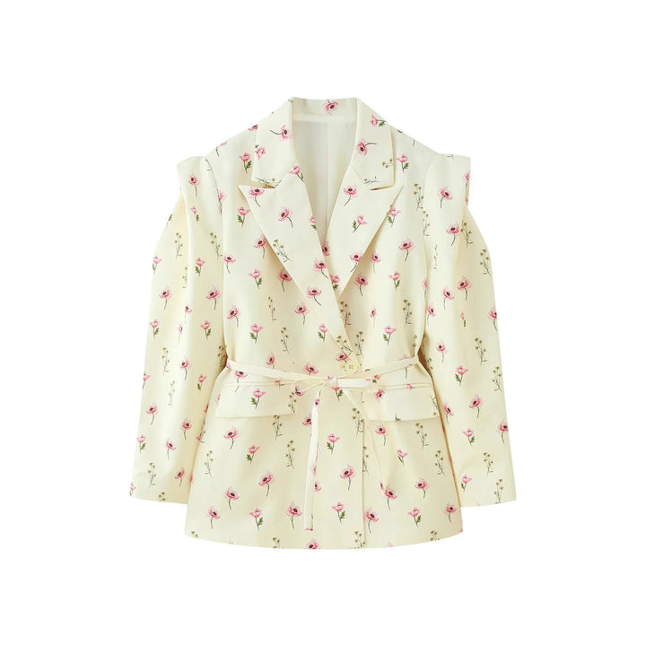 Damen Blazerjacke mit breiten Schultern und taillierbarem Gürtel Drune