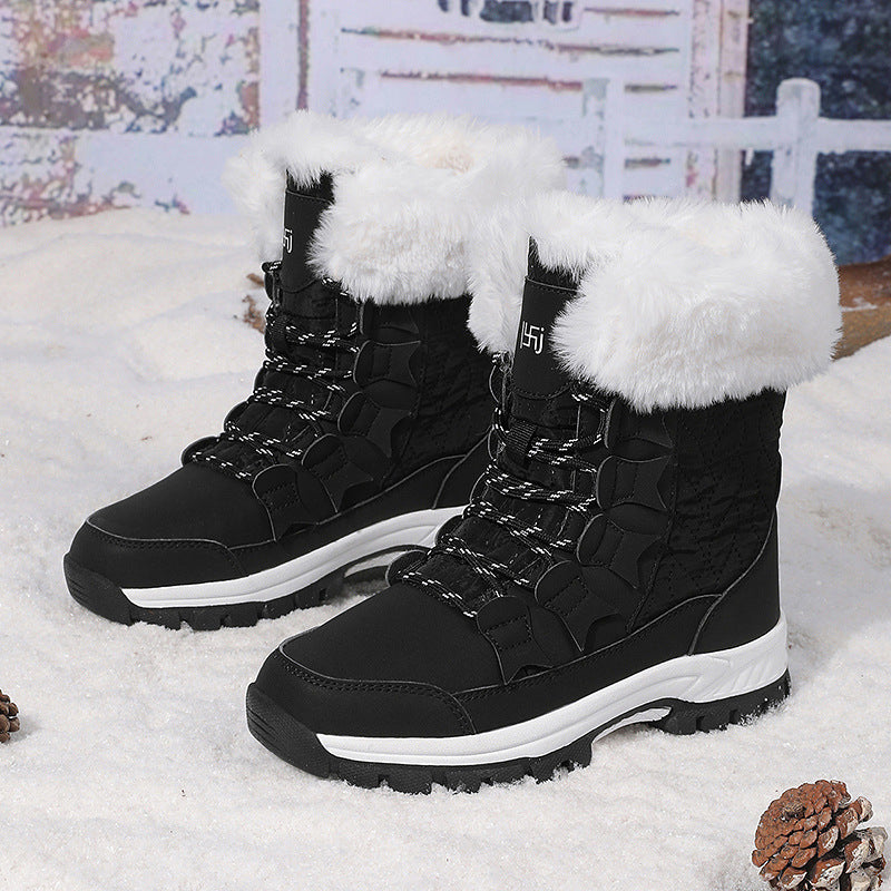 Damen Winterstiefel mit isolierendem Kunstfellkragen und rutschfester Sohle Drune