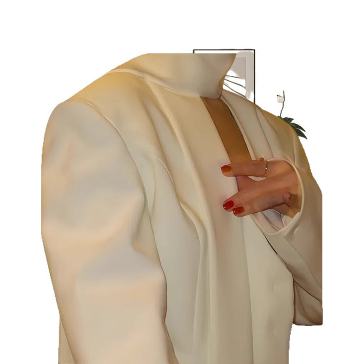 Damen Blazer-Kleid mit tiefem V-Ausschnitt und eleganten langen Ärmeln Drune