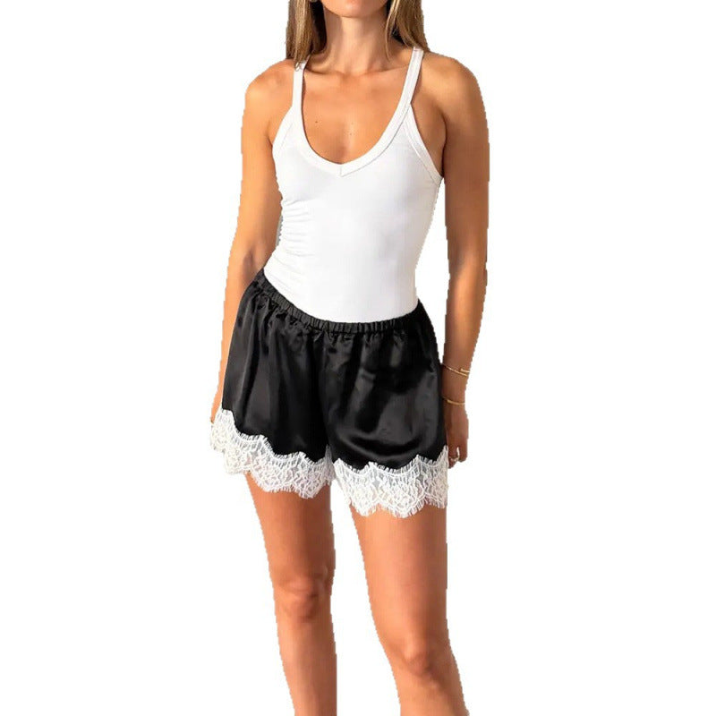 Damen Sport-Bodysuit mit elastischen Shorts und Spitzenbesatz Drune