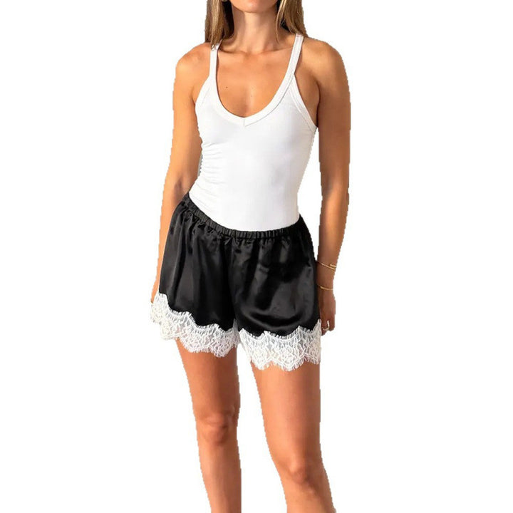 Damen Sport-Bodysuit mit elastischen Shorts und Spitzenbesatz Drune