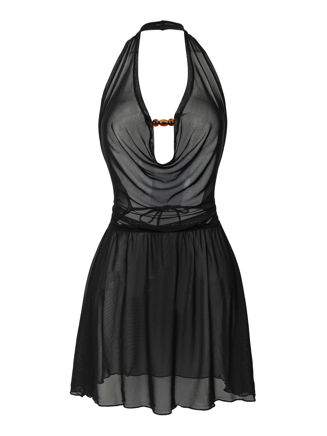 Damen Strandkleid mit tiefem V-Ausschnitt und raffiniertem Knoten Drune