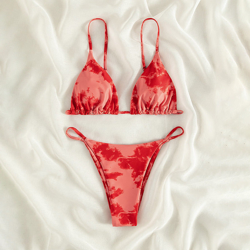 Damen Triangel-Bikini mit verstellbaren Trägern und Raffungen Drune